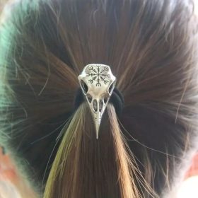 Crow Head Hair Tie with Compass Pattern - Viking Champion
