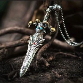 Lava Stone Knife Pendant Necklace - Viking Champion