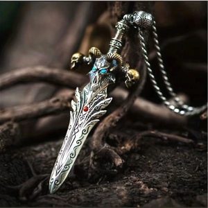 Lava Stone Knife Pendant Necklace - Viking Champion