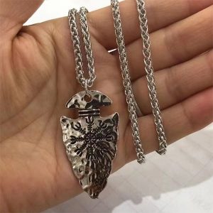 Spear Pendant with Compass Engraving Necklace - Viking Champion